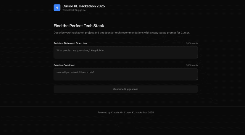 Hackathon Tech Stack Suggester